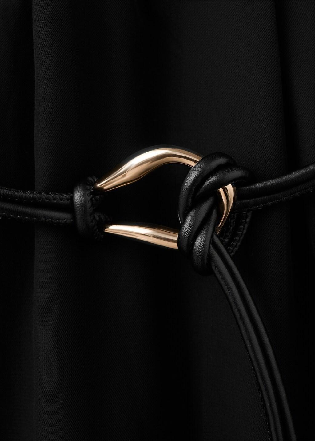 Black Lyocell Dress With Belt, Black, large image number 1