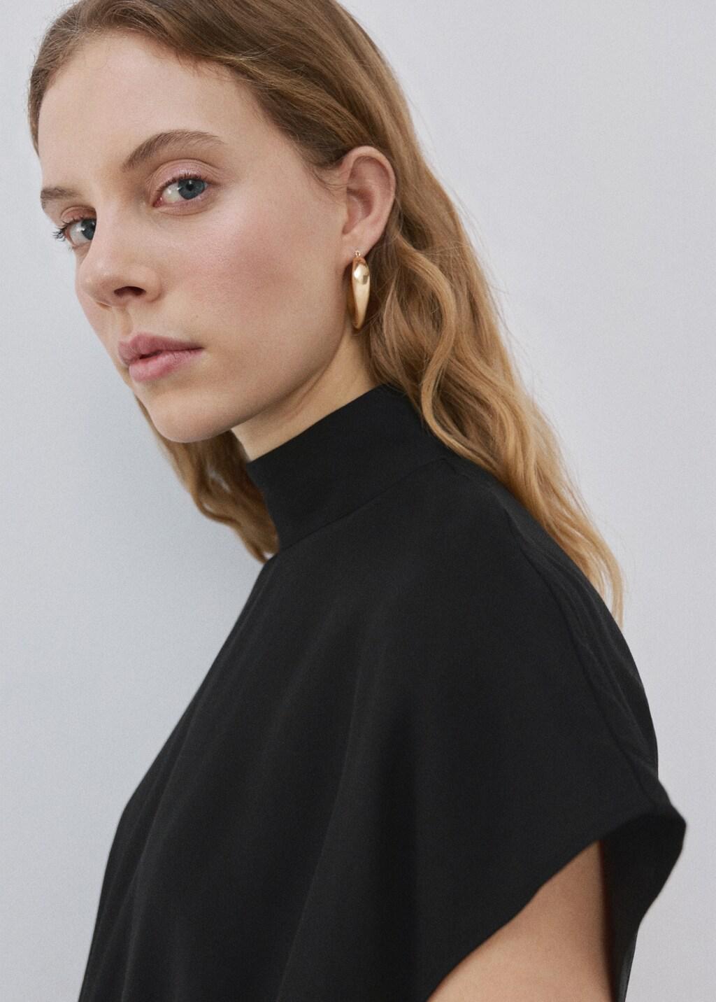 Black Lyocell Dress With Belt, Black, large image number 4