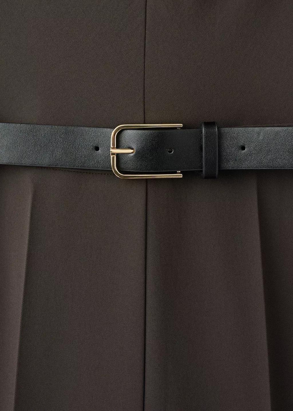 Brown Jumpsuit With Draped Detail Belt, Brown, large image number 1