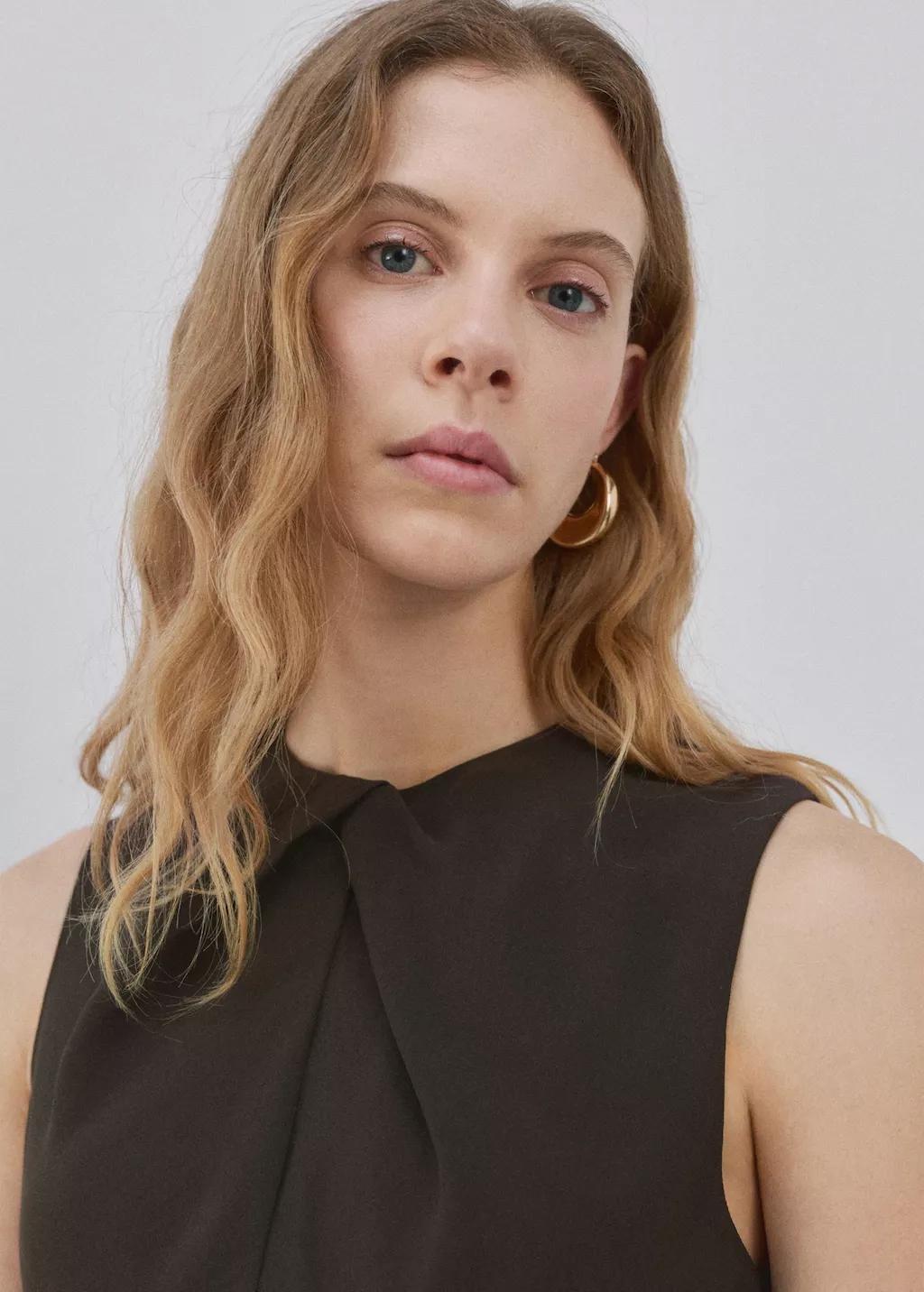 Brown Jumpsuit With Draped Detail Belt, Brown, large image number 4