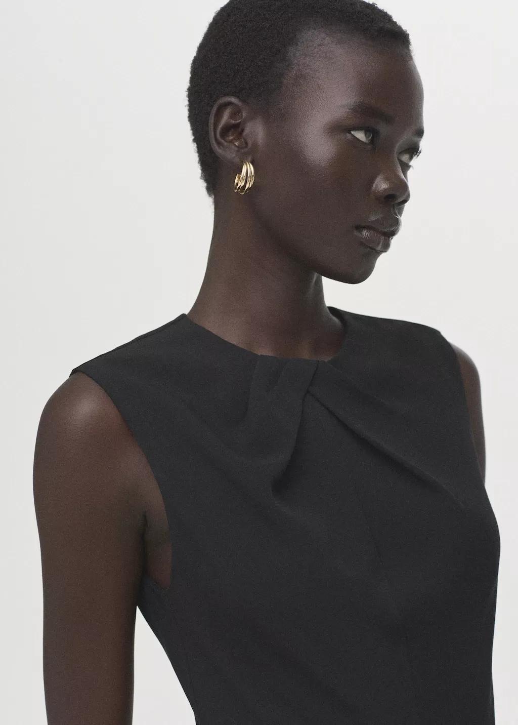 Black Jumpsuit With Draped Detail Belt, 0201_99, large image number 4