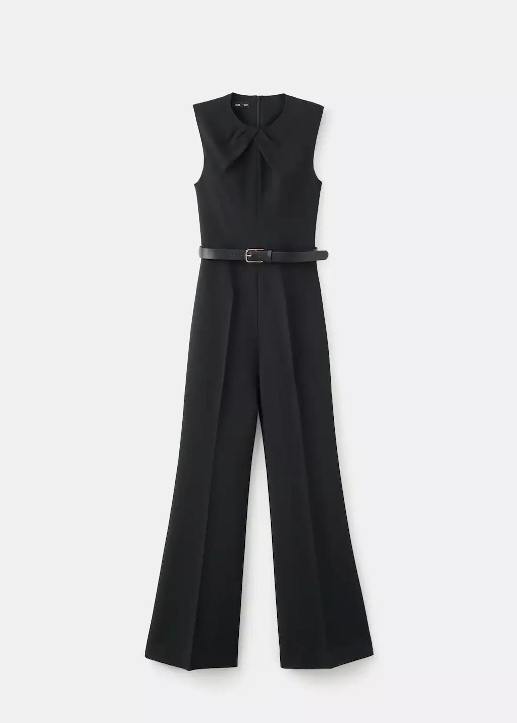 Black Jumpsuit With Draped Detail Belt, 0201_99, large image number 8