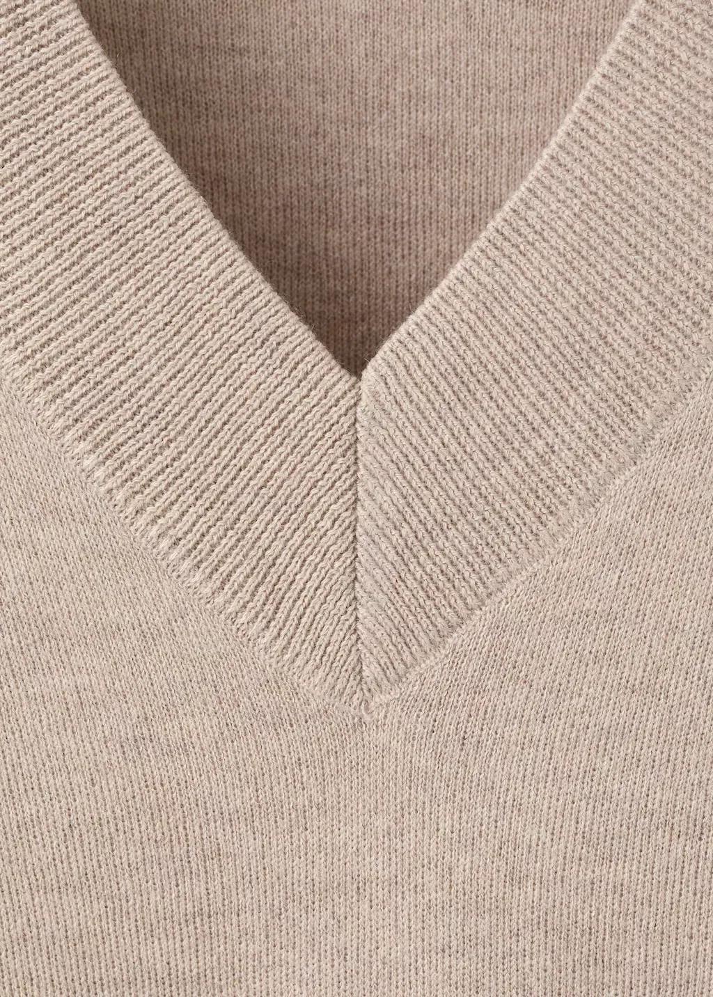 Beige V-Neck Knit Sweater, 0201_06, medium