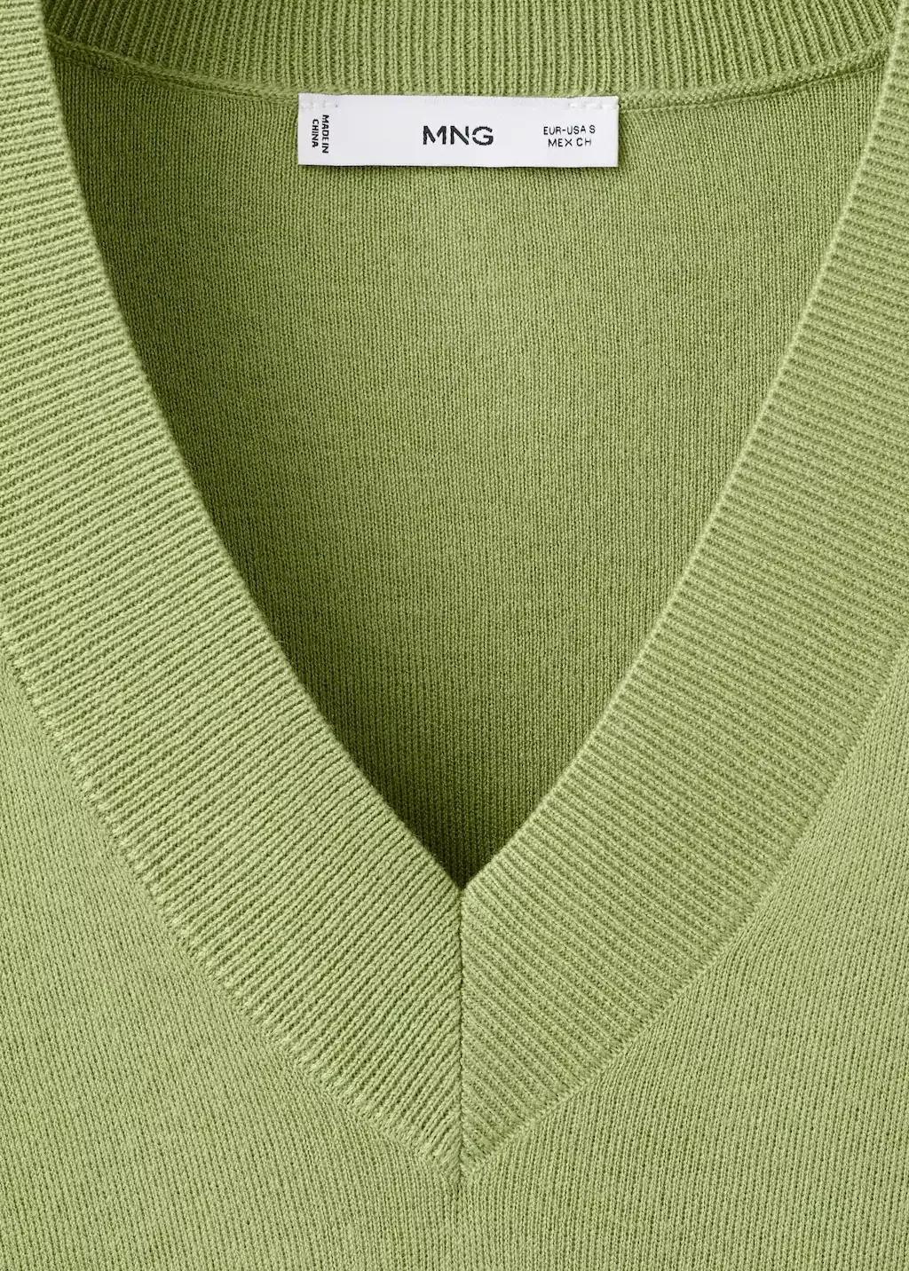 Green V-Neck Knit Sweater, Green, large image number 1