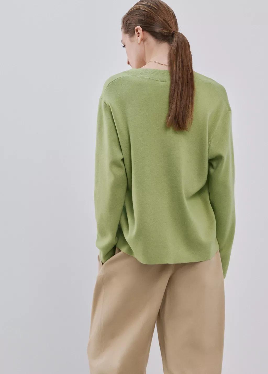 Green V-Neck Knit Sweater, Green, large image number 2