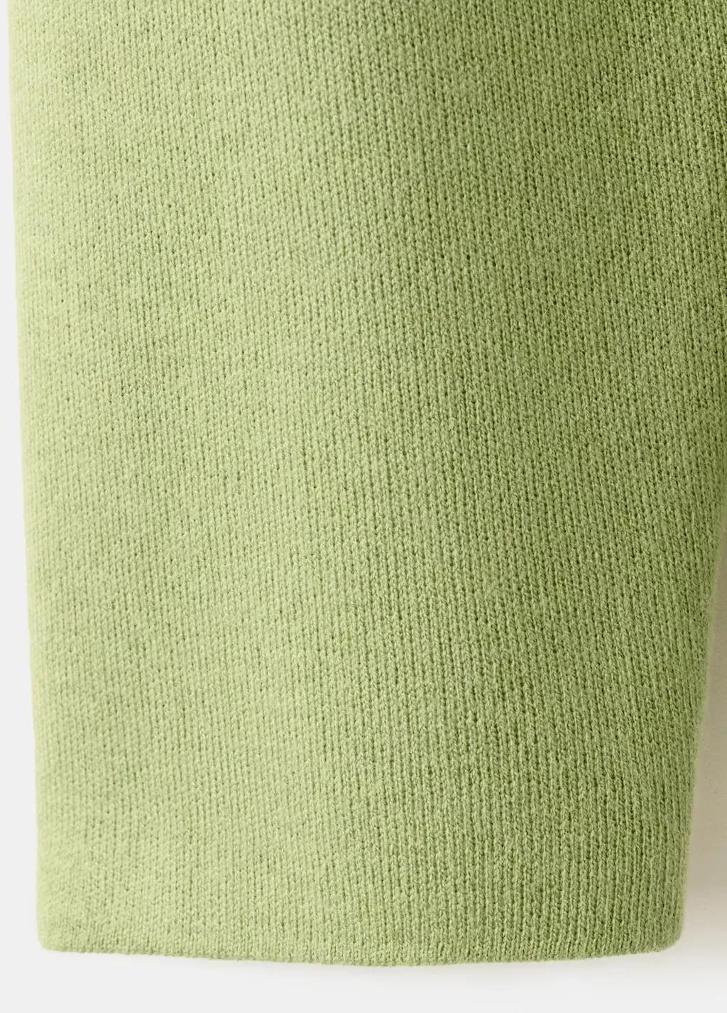 Green V-Neck Knit Sweater, Green, large image number 4