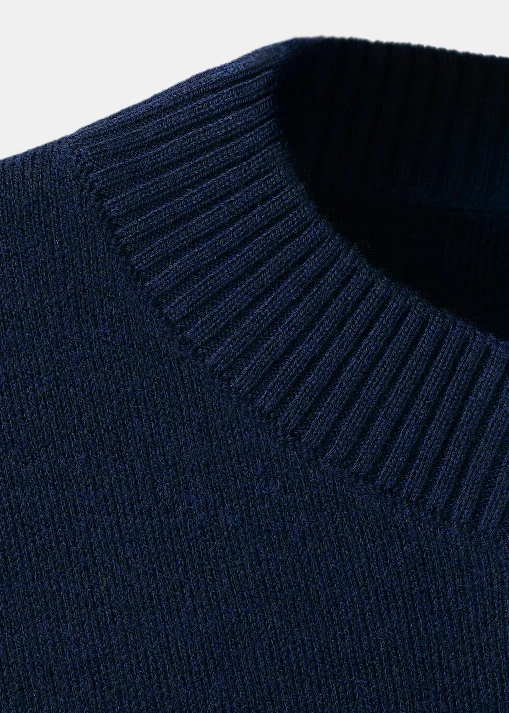 Navy Round-Neck Knitted Sweater, Navy, large image number 1
