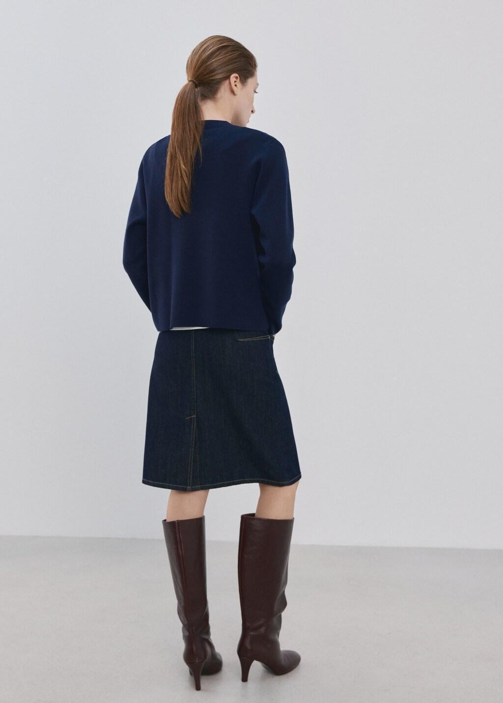 Navy Round-Neck Knitted Sweater, Navy, large image number 2