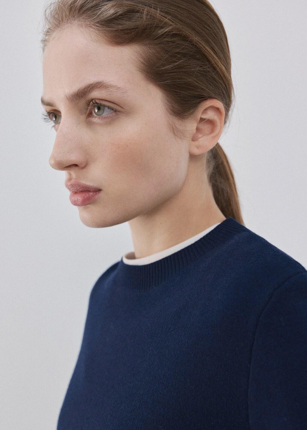 Navy Round-Neck Knitted Sweater, Navy, large image number 4