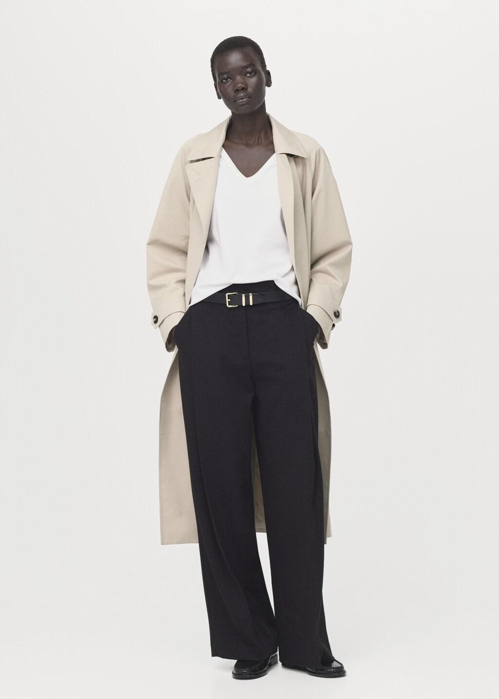 White V-Neck Cotton T-Shirt, 0201_01, large image number 0