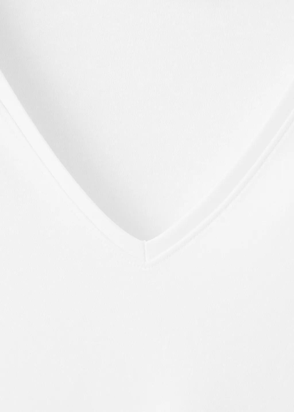 White V-Neck Cotton T-Shirt, 0201_01, large image number 1