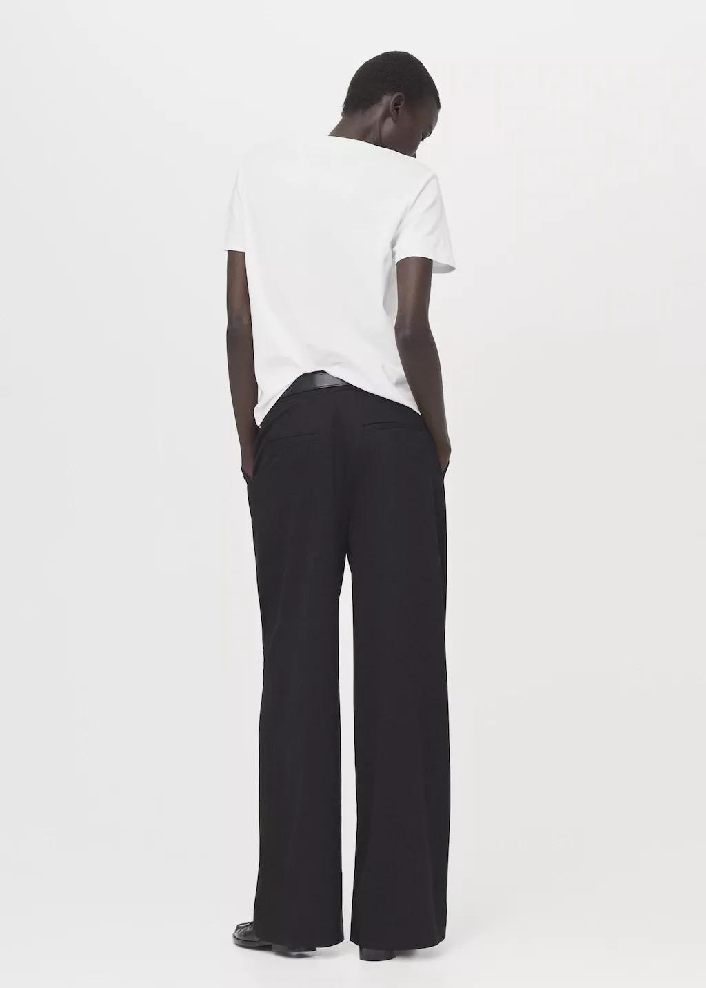 White V-Neck Cotton T-Shirt, 0201_01, large image number 2