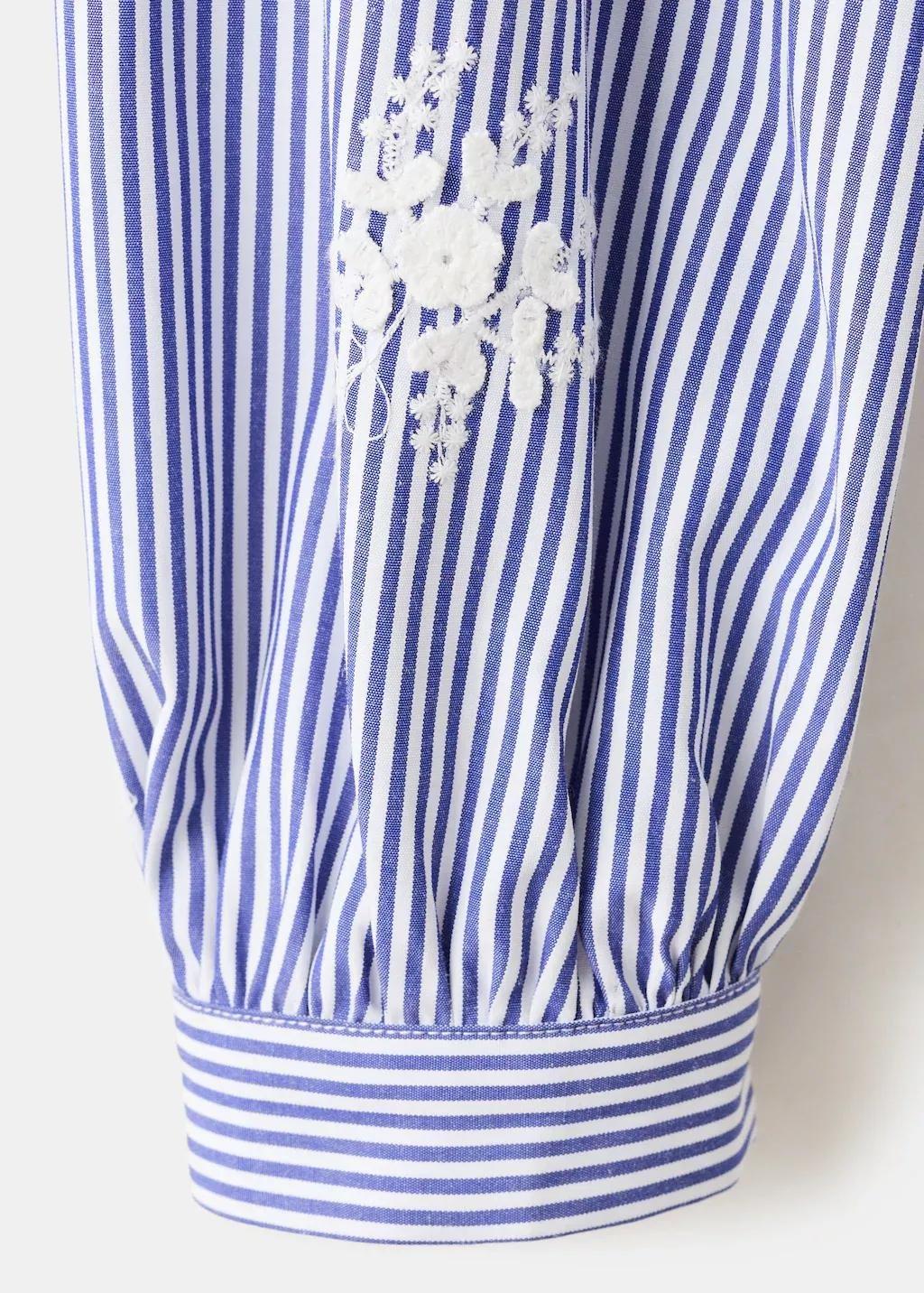 Blue Embroidery Striped Shirt, Light-Pastel Blue, large image number 5