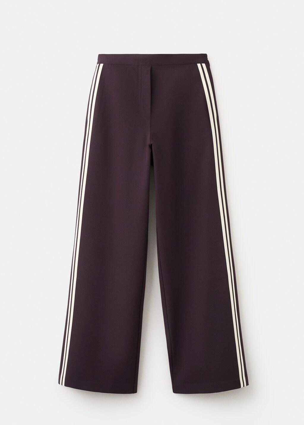 Purple Combined Striped Trousers, 0201_77, large image number 6