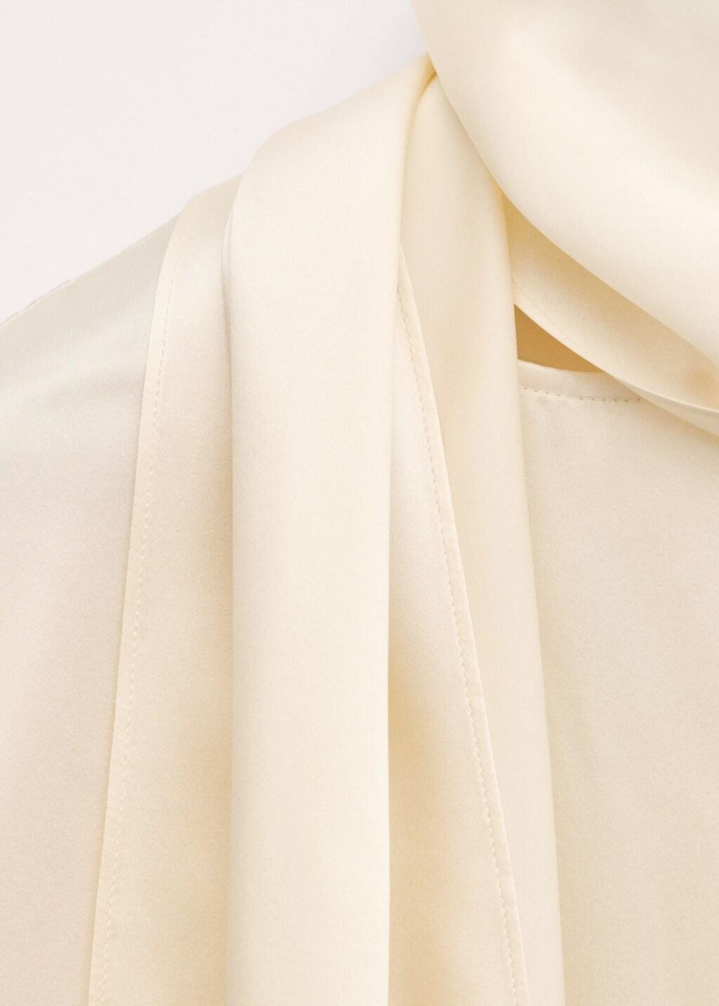 Beige Silk Blouse With Foulard Collar, Light Beige, large image number 4