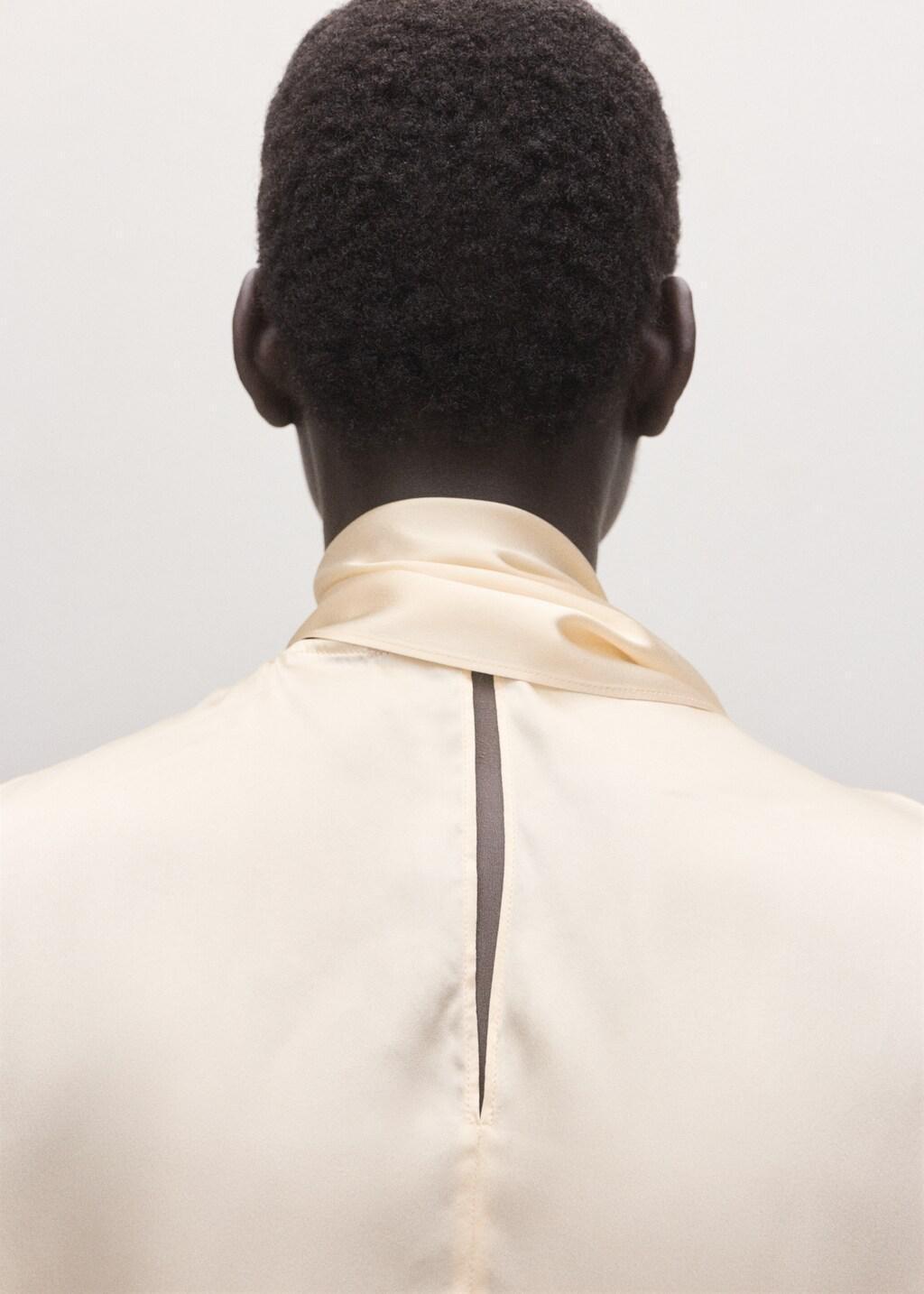 Beige Silk Blouse With Foulard Collar, Light Beige, large image number 5