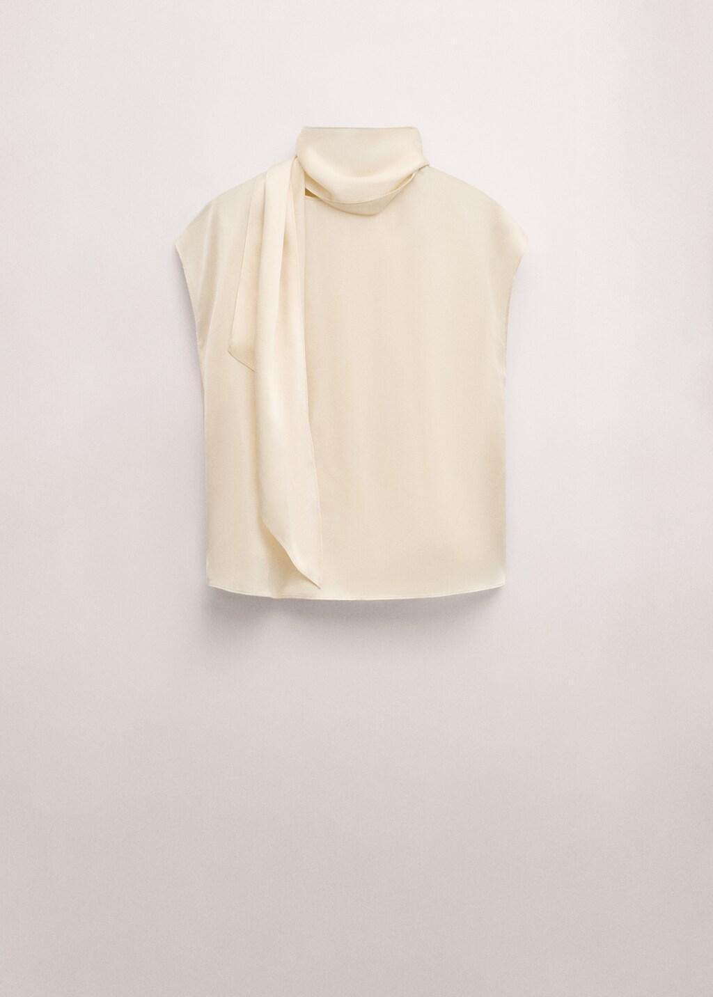 Beige Silk Blouse With Foulard Collar, Light Beige, large image number 7