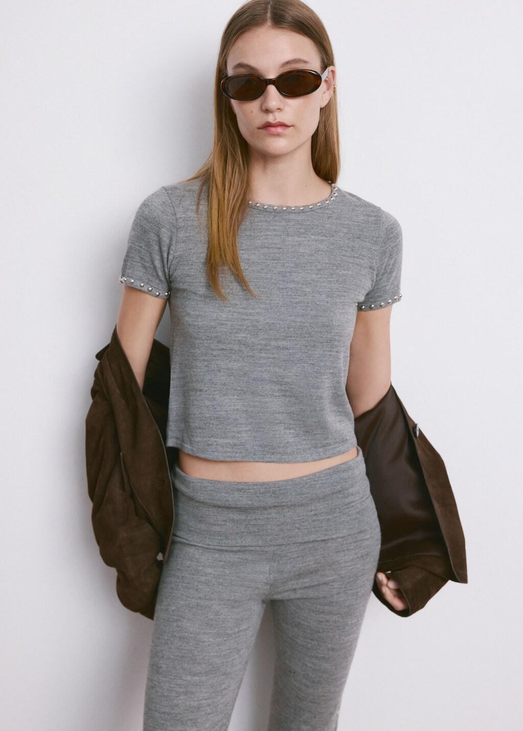Grey Studded Knitted Sweater, 0201_94, large image number 3