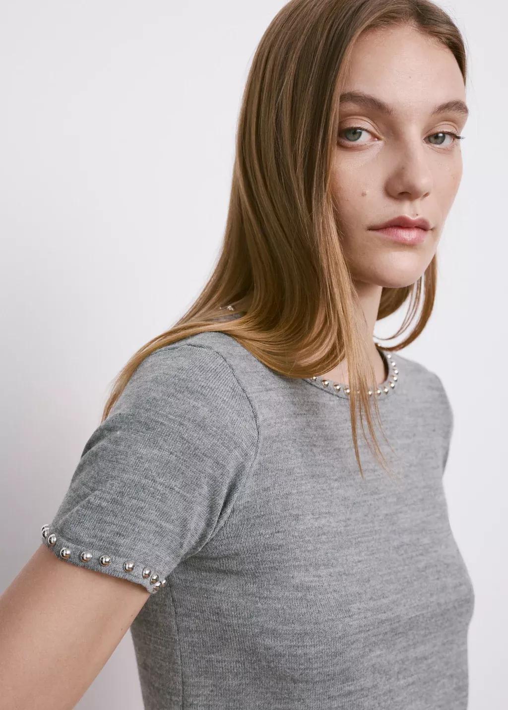 Grey Studded Knitted Sweater, 0201_94, large image number 4