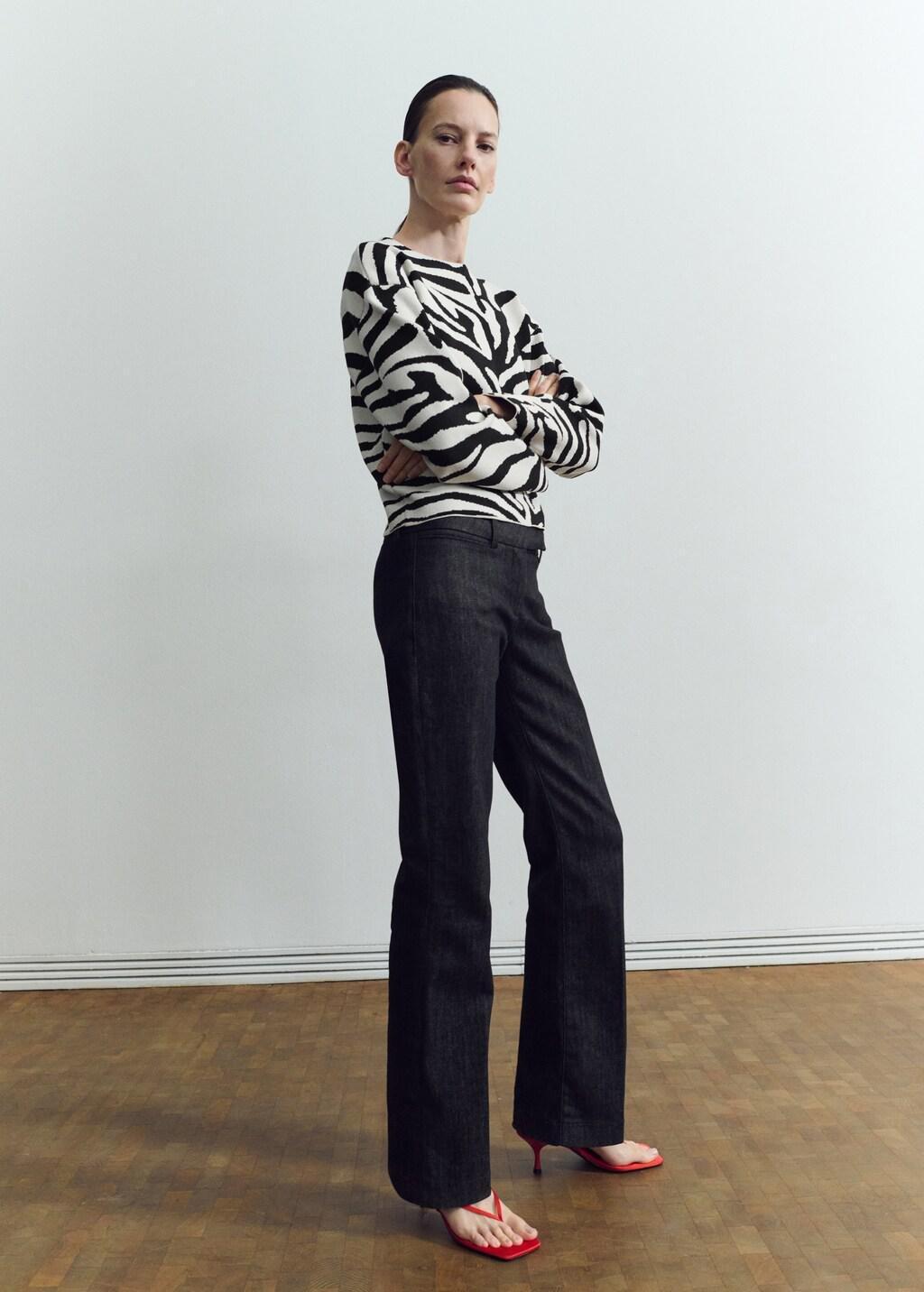 Black Zebra Print Knitted Jumper, 0201_99, medium