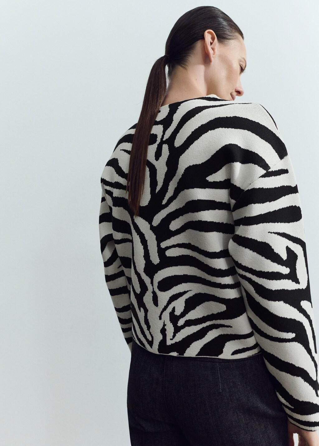 Black Zebra Print Knitted Jumper, 0201_99, medium