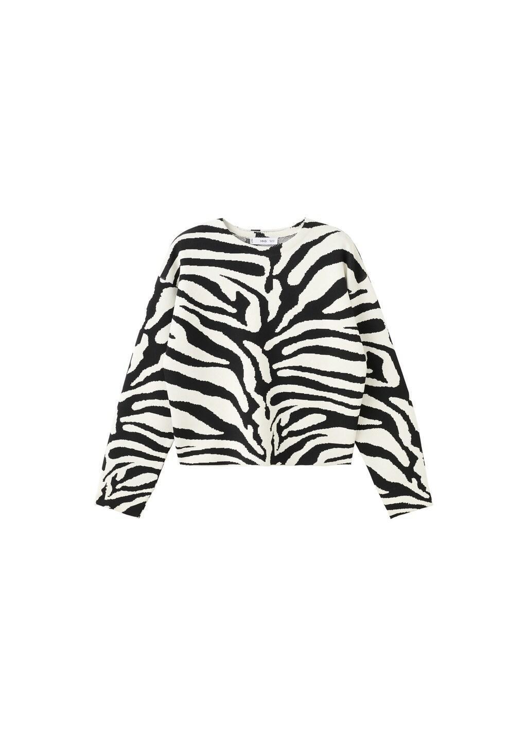 Black Zebra Print Knitted Jumper, Black, large image number 6