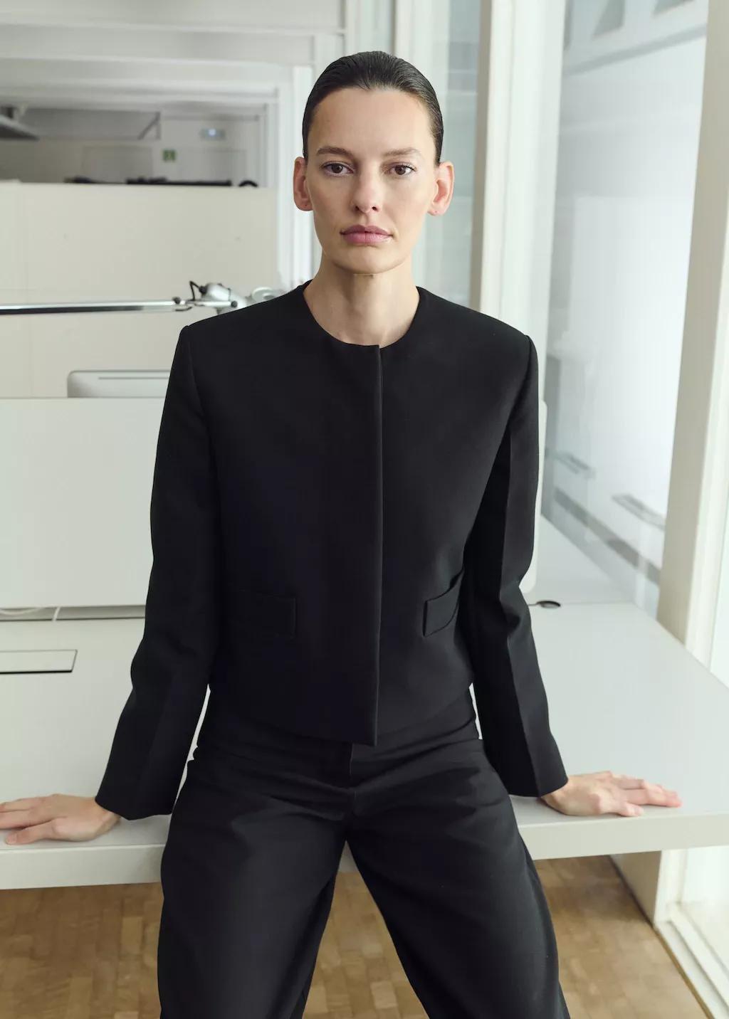 Black Crop Suit Blazer, 0201_99, large image number 3