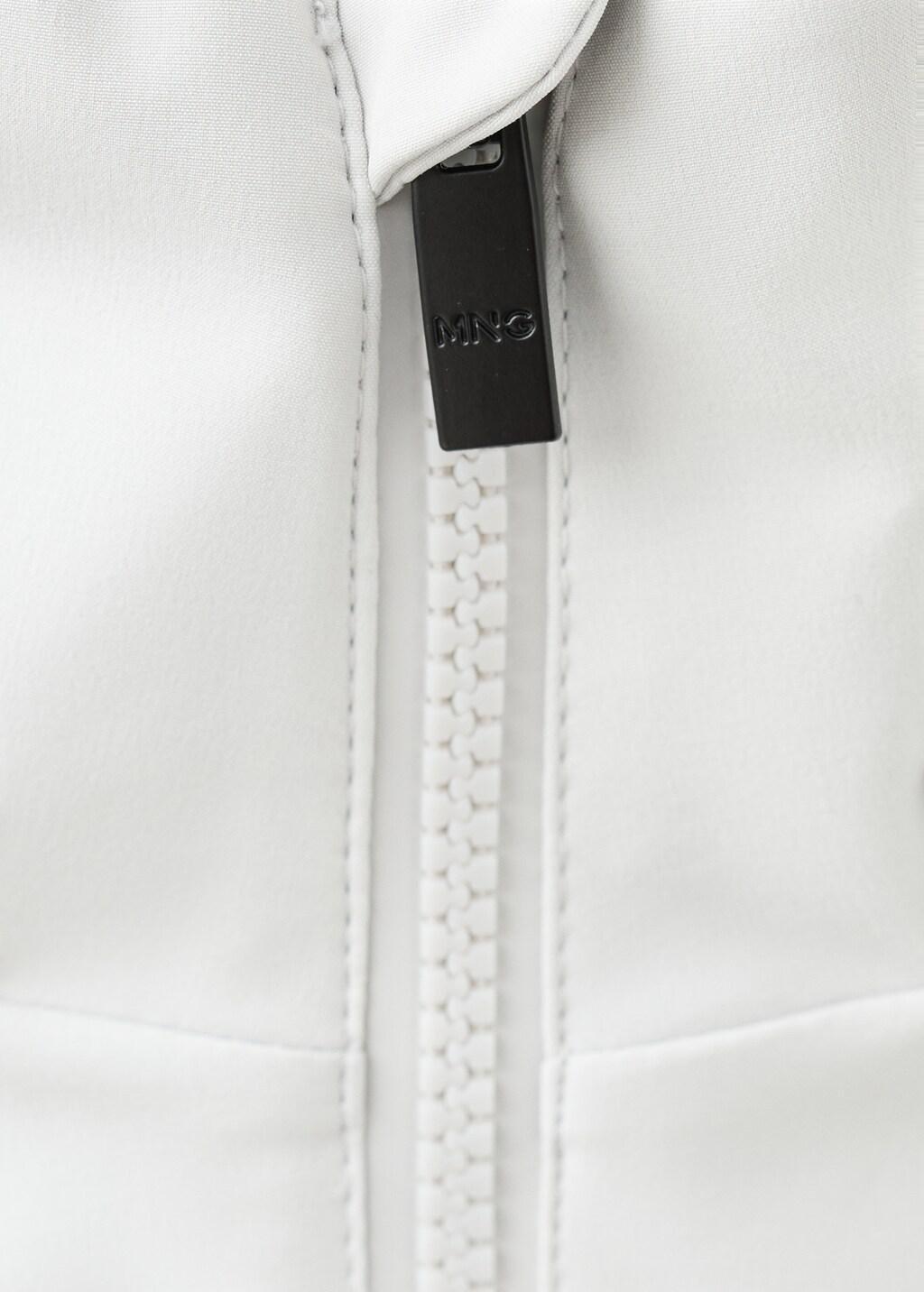 White Water-Repellent Bomber Jacket With Detachable Hood, Natural White, large image number 1