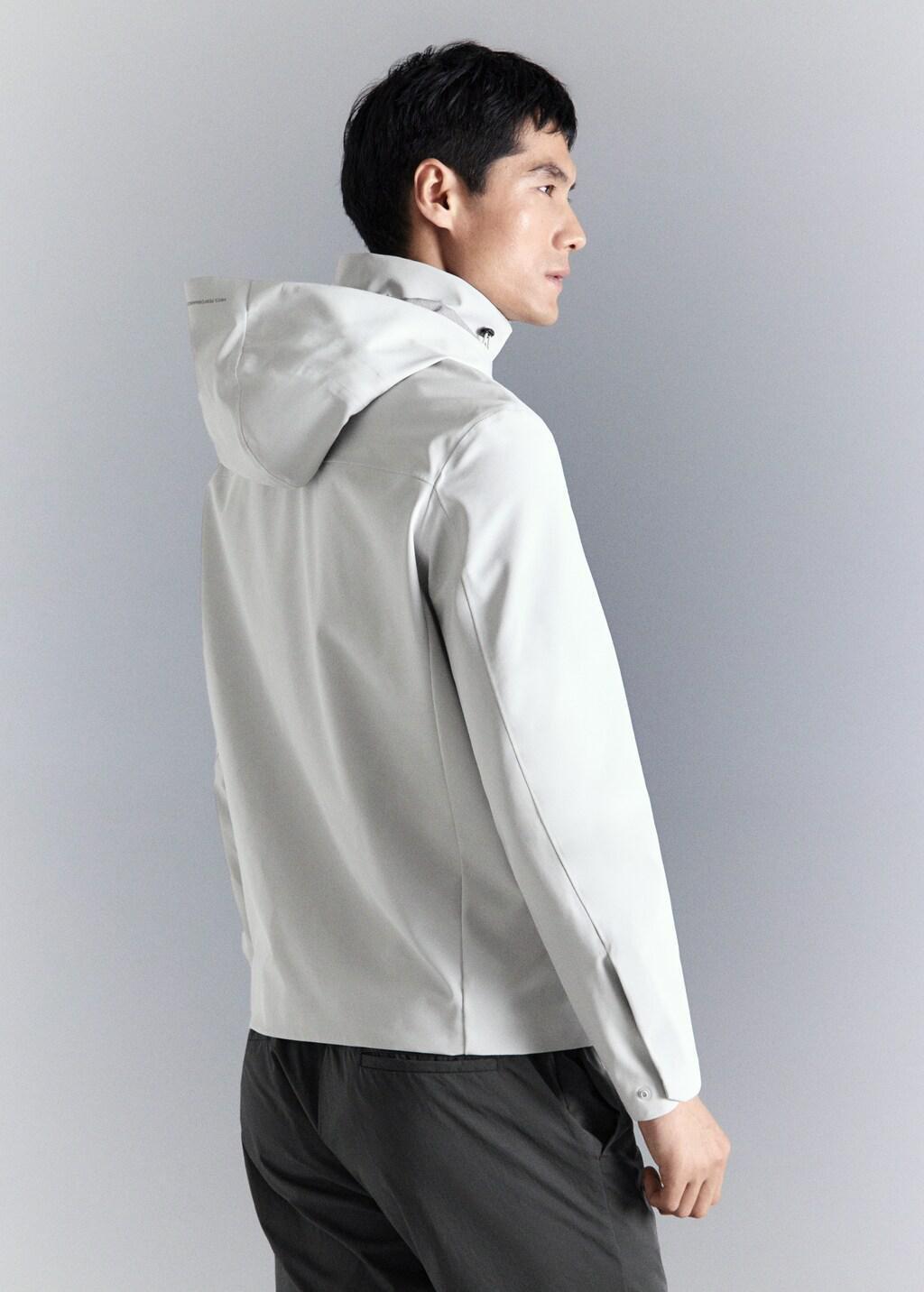 White Water-Repellent Bomber Jacket With Detachable Hood, Natural White, large image number 2