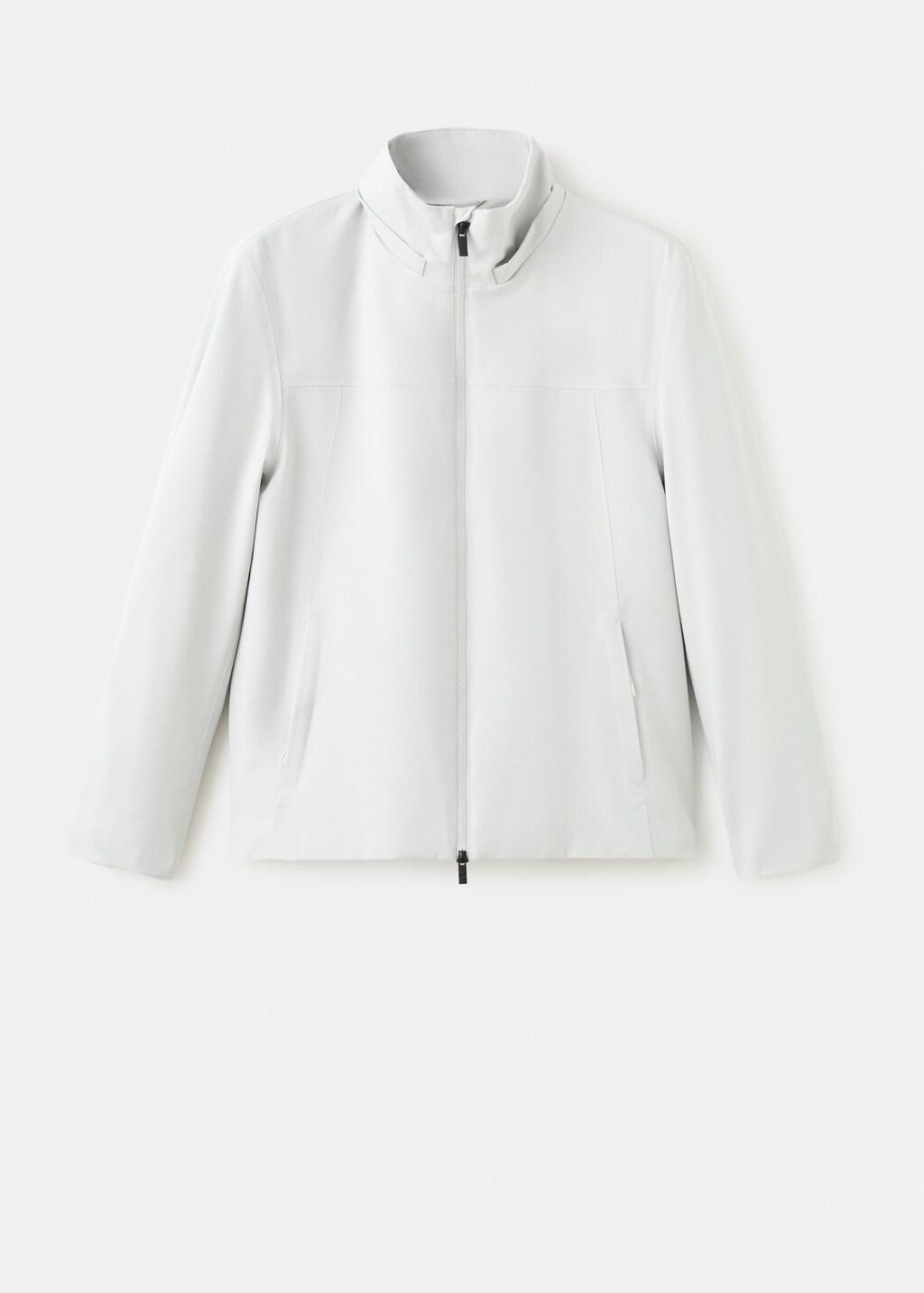 White Water-Repellent Bomber Jacket With Detachable Hood, Natural White, large image number 5