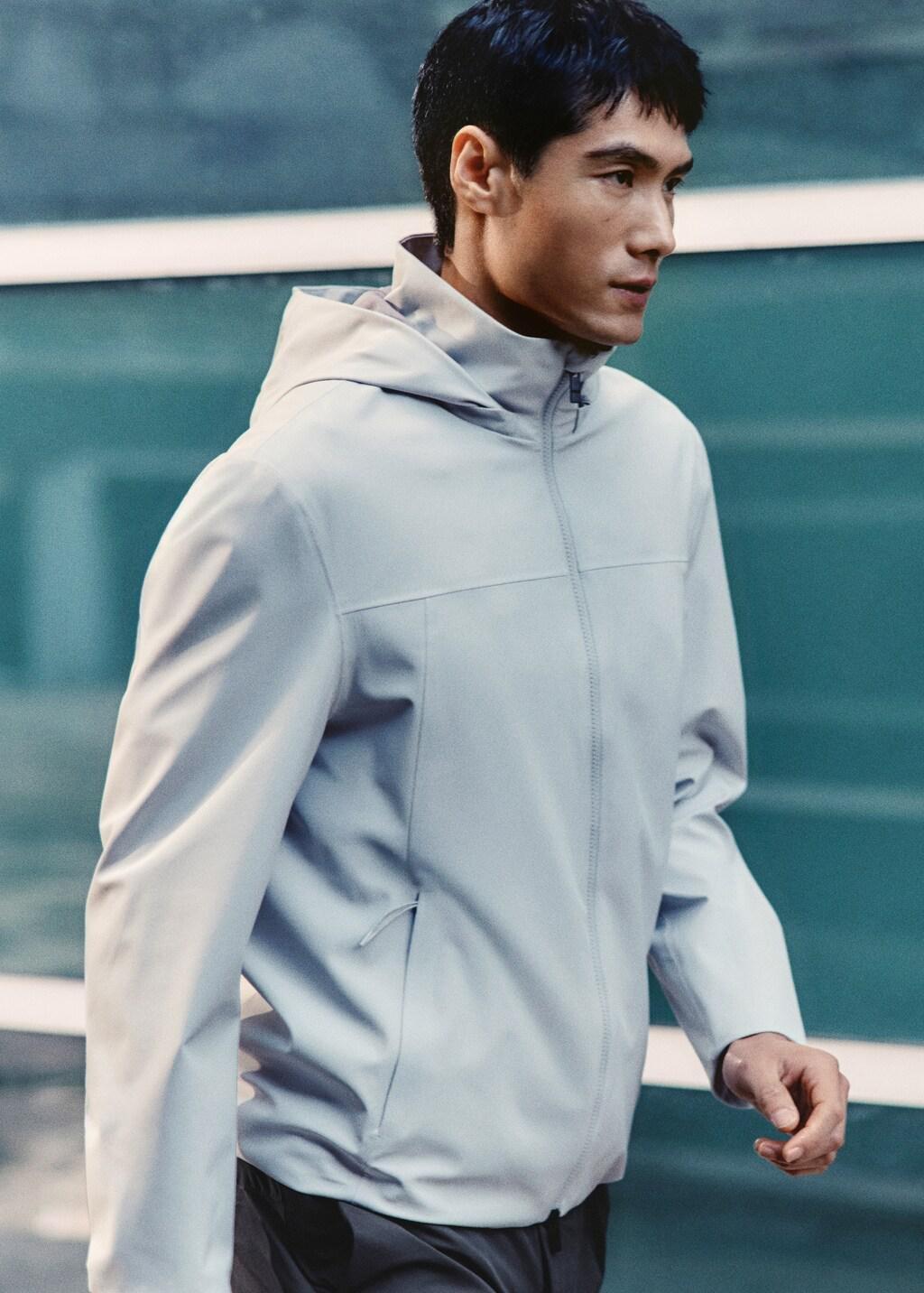 White Water-Repellent Bomber Jacket With Detachable Hood, Natural White, large image number 6