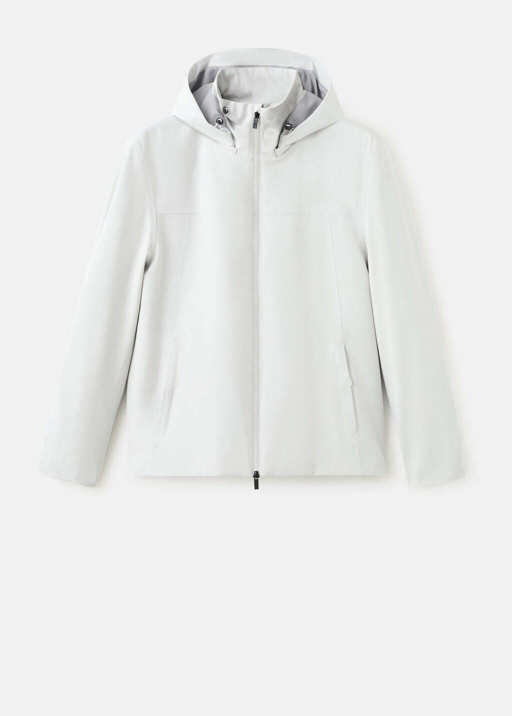 White Water-Repellent Bomber Jacket With Detachable Hood, Natural White, large image number 9