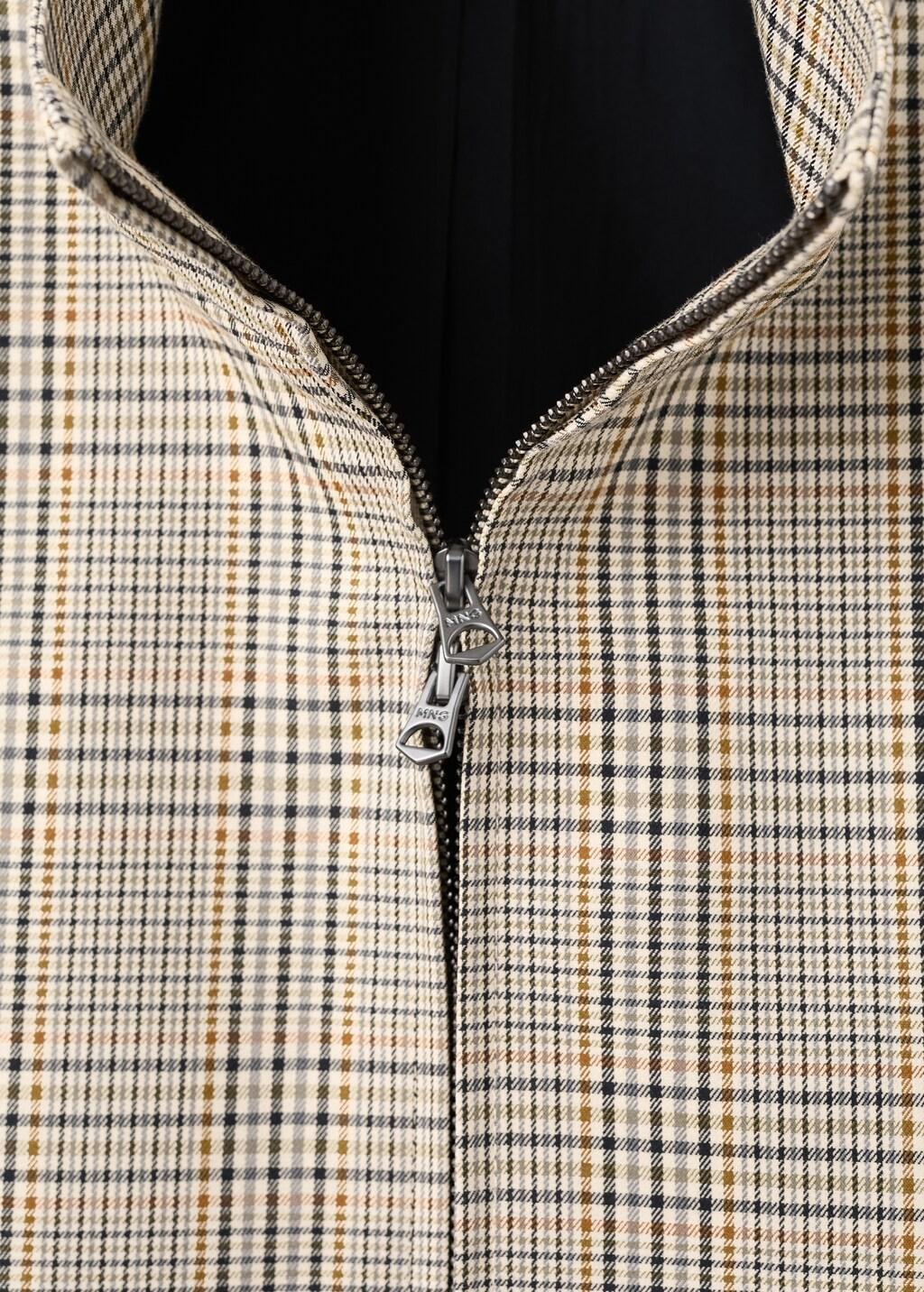 Grey Prince Of Wales Check Jacket With Funnel Neck, Grey, large image number 1