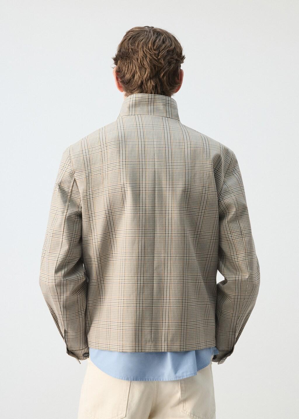 Grey Prince Of Wales Check Jacket With Funnel Neck, Grey, large image number 2