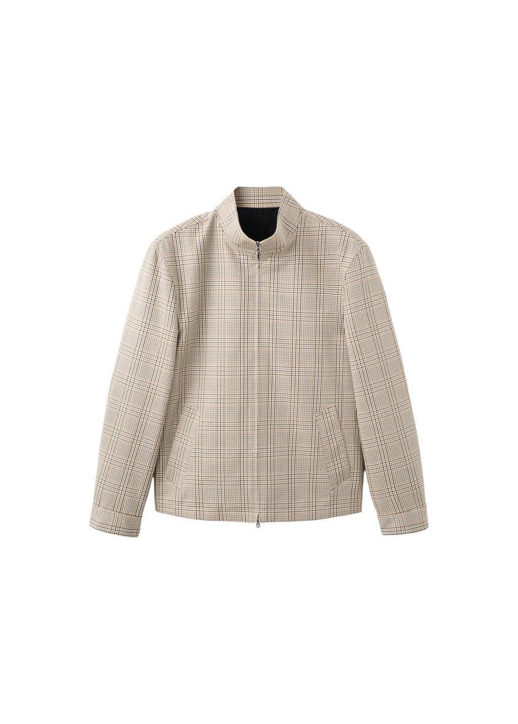 Grey Prince Of Wales Check Jacket With Funnel Neck, Grey, large image number 6