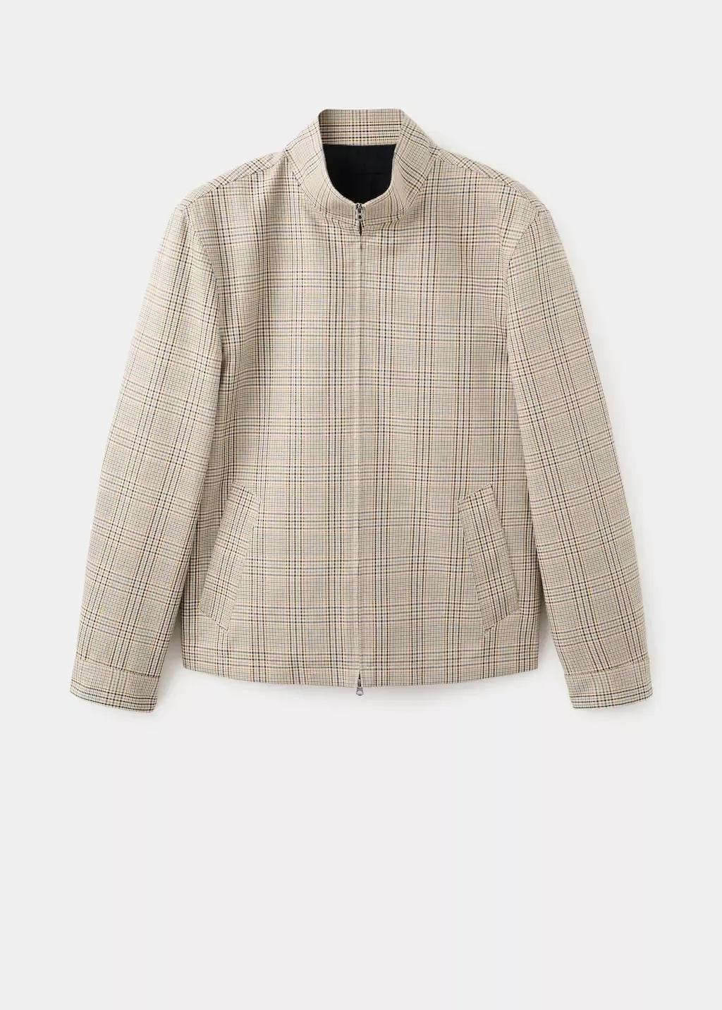 Grey Prince Of Wales Check Jacket With Funnel Neck, Grey, large image number 7