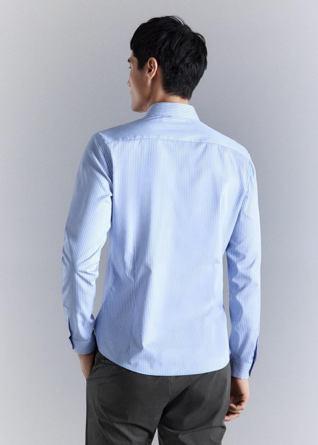 Blue Lt Pastel Comfort Stretch Non-Iron Cotton Stripe Shirt, Light-Pastel Blue, medium