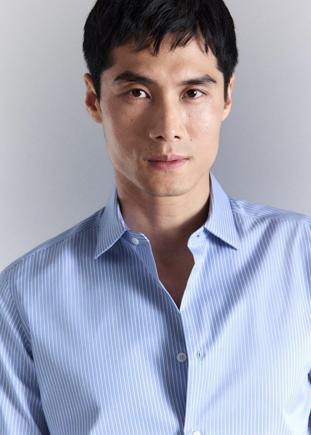 LT-PASTEL BLUE Comfort stretch non-iron cotton stripe shirt, Light-Pastel Blue, large image number 4