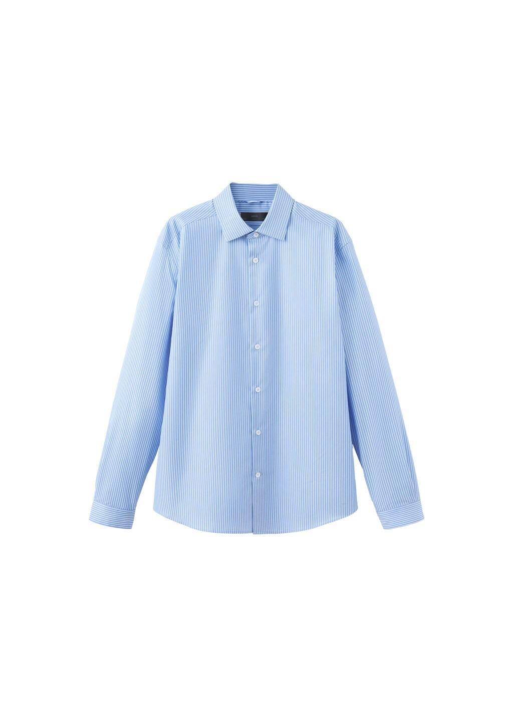 LT-PASTEL BLUE Comfort stretch non-iron cotton stripe shirt, Light-Pastel Blue, large image number 6