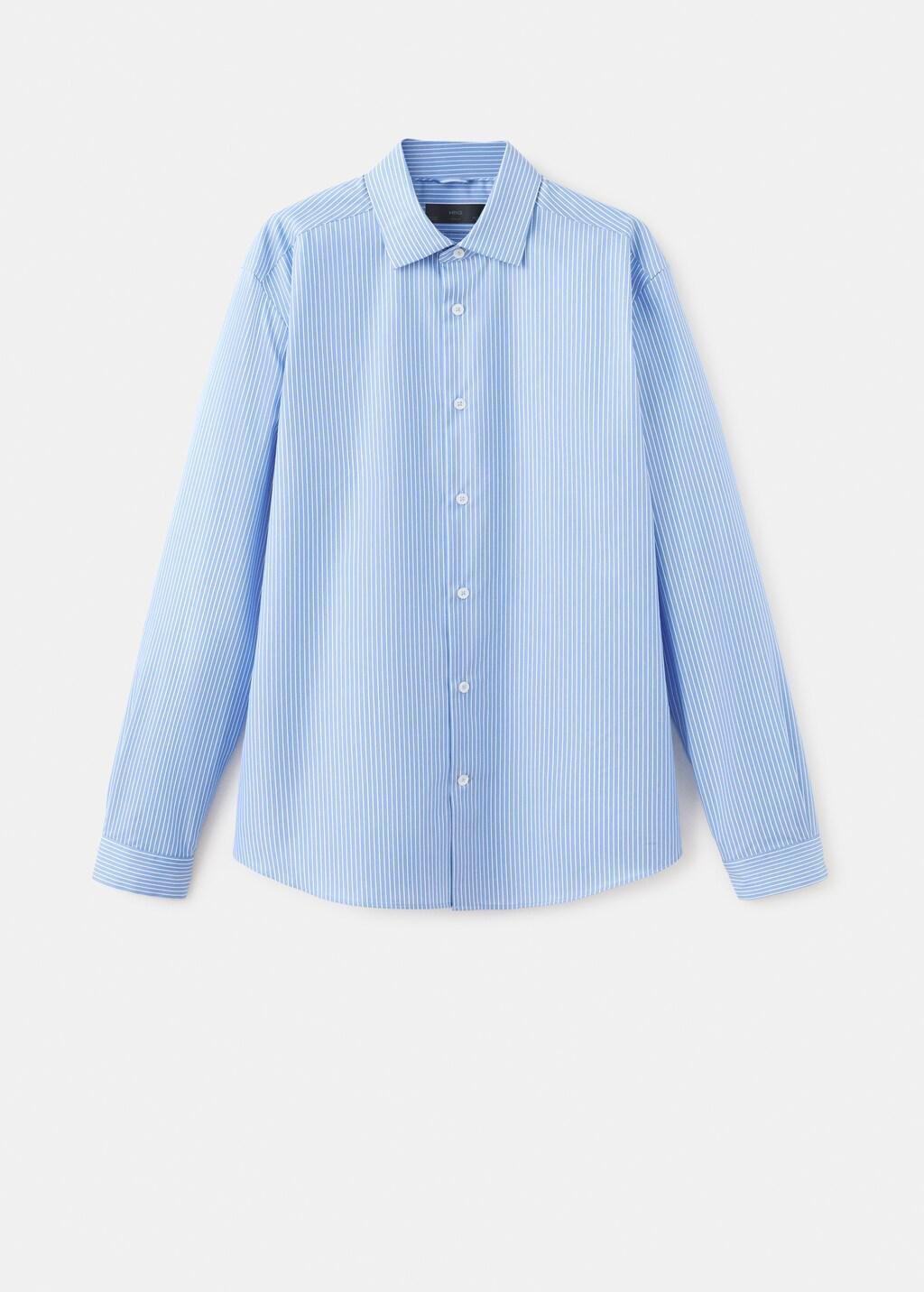 LT-PASTEL BLUE Comfort stretch non-iron cotton stripe shirt, Light-Pastel Blue, large image number 7