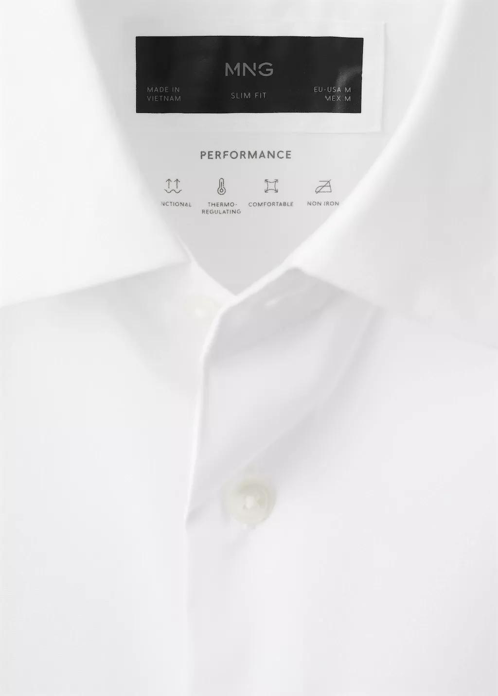 WHITE Comfort stretch non-iron cotton shirt, White, large image number 1