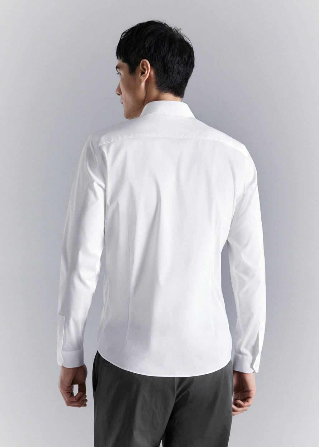 White Comfort Stretch Non-Iron Cotton Shirt, White, medium
