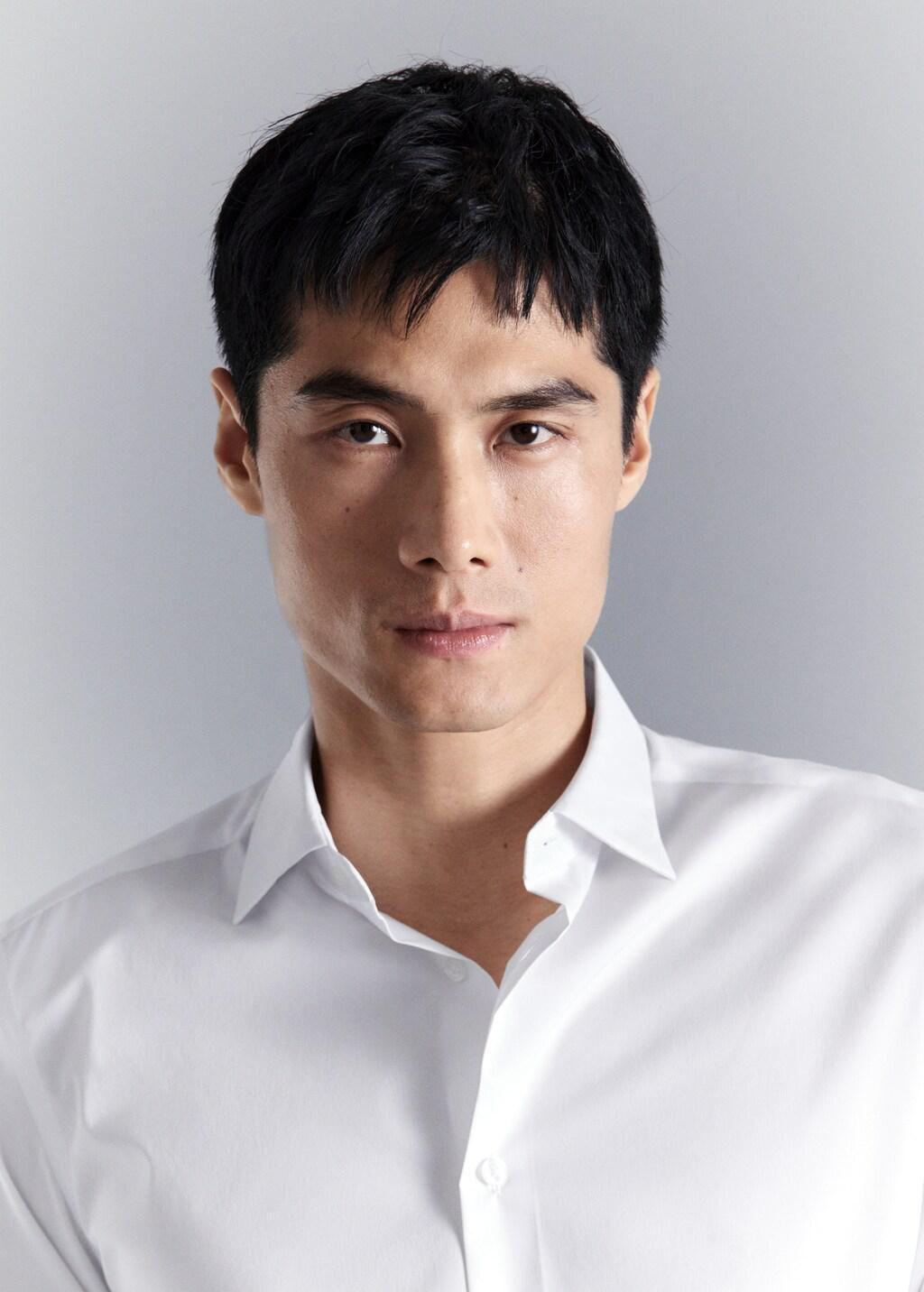 WHITE Comfort stretch non-iron cotton shirt, White, large image number 4