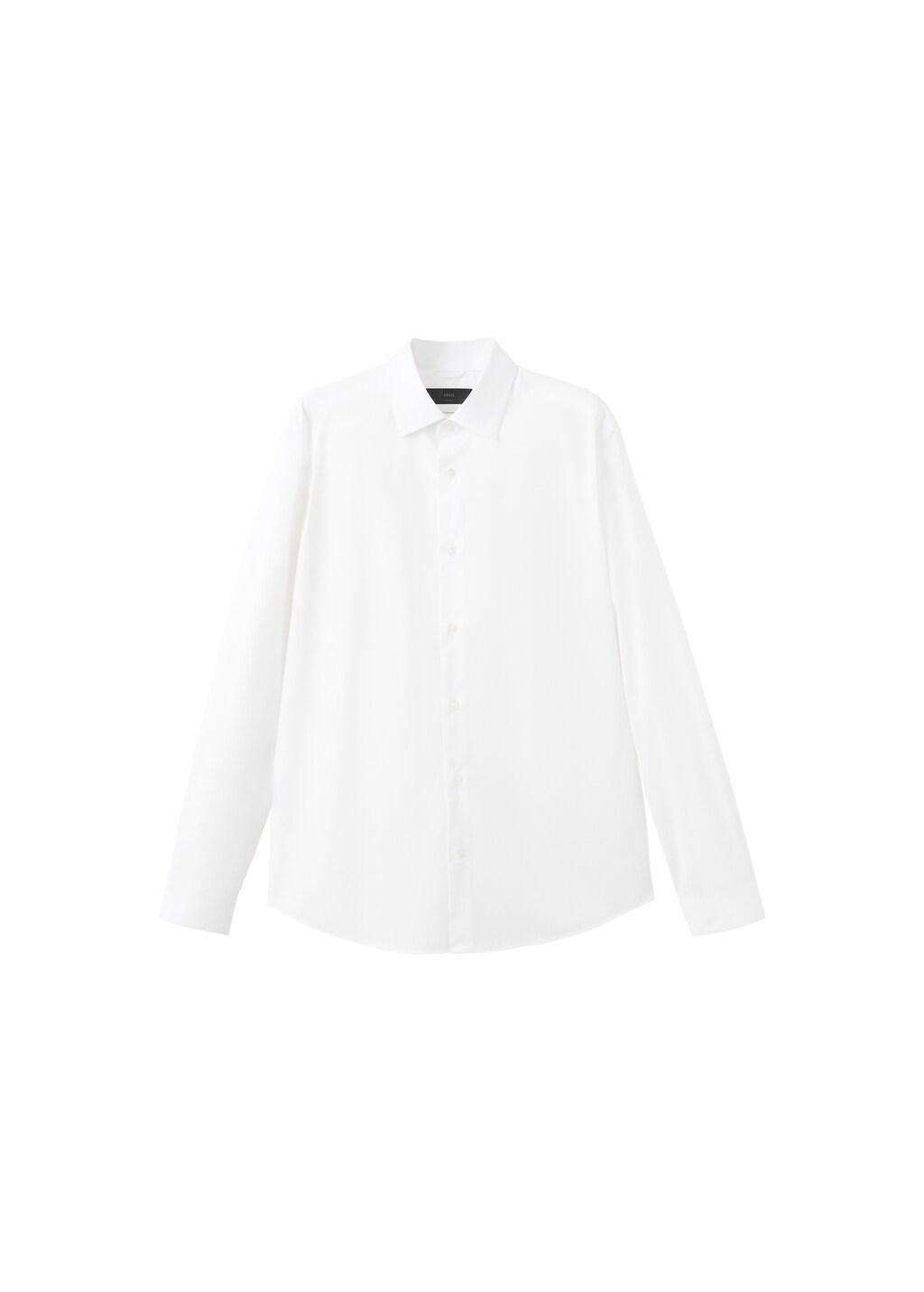 WHITE Comfort stretch non-iron cotton shirt, White, large image number 6