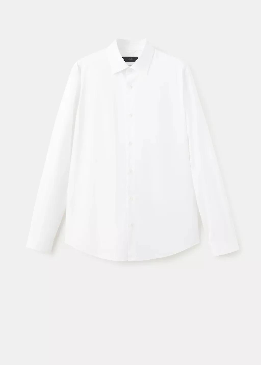 WHITE Comfort stretch non-iron cotton shirt, White, large image number 7