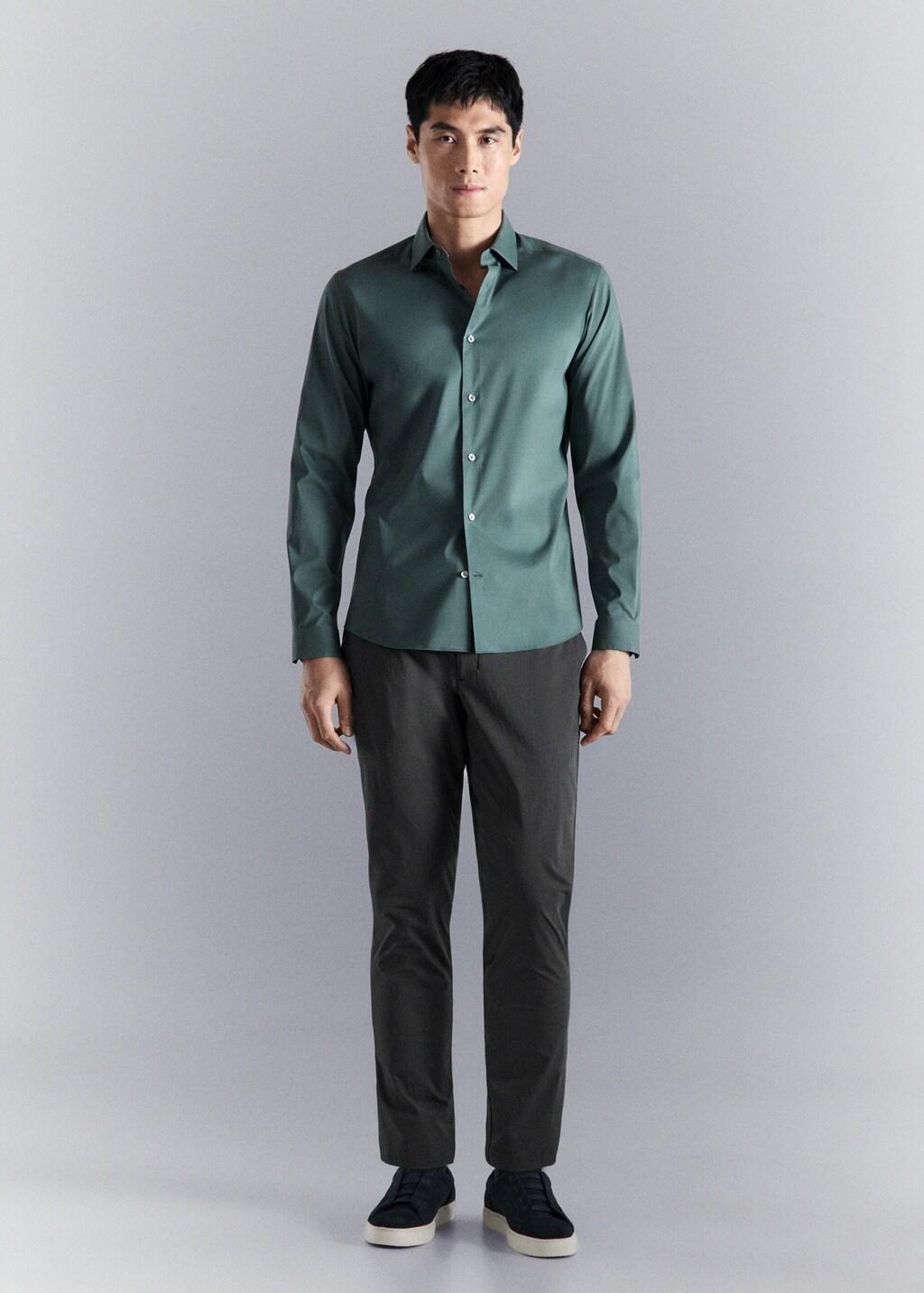 Green Comfort Stretch Non-Iron Shirt, Medium Green, large image number 0