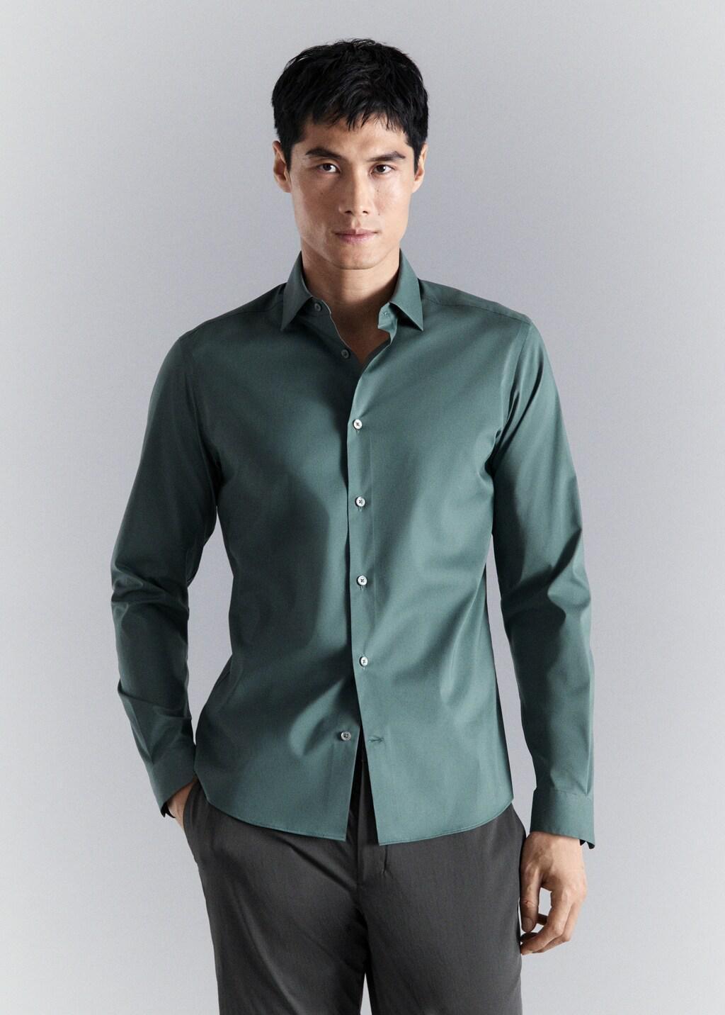 Green Comfort Stretch Non-Iron Shirt, Medium Green, large image number 3