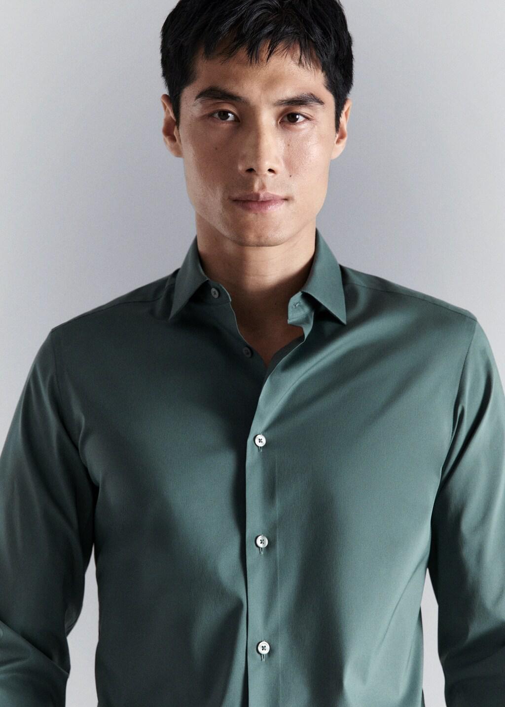 Green Comfort Stretch Non-Iron Shirt, Medium Green, large image number 4