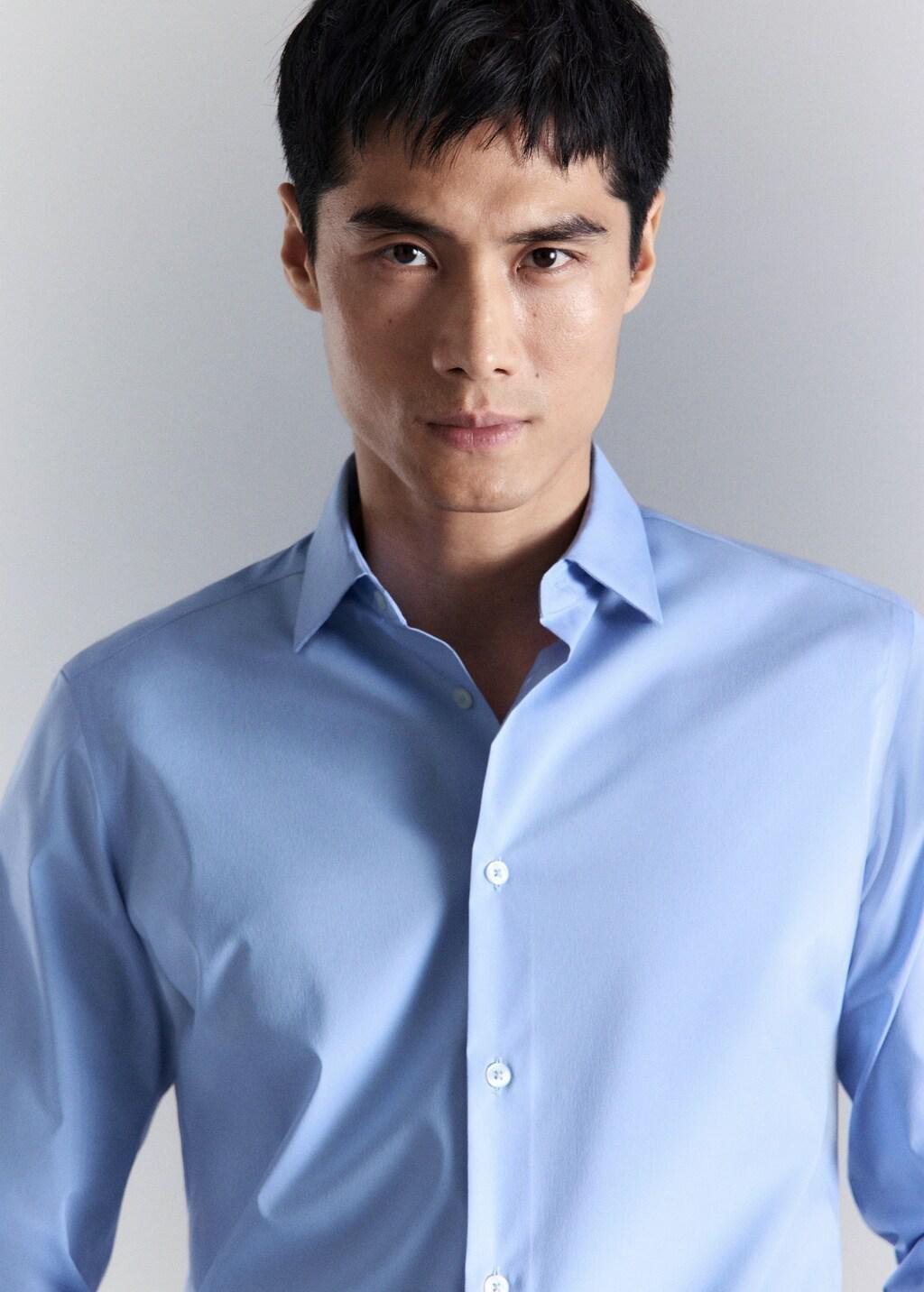 Blue Comfort Stretch Non-Iron Shirt, Light-Pastel Blue, large image number 4