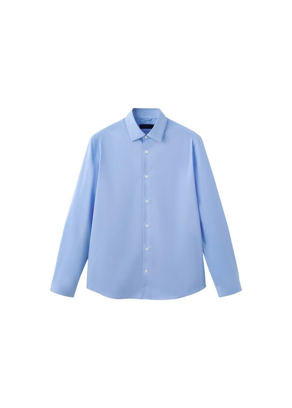 Blue Comfort Stretch Non-Iron Shirt, Light-Pastel Blue, large image number 6
